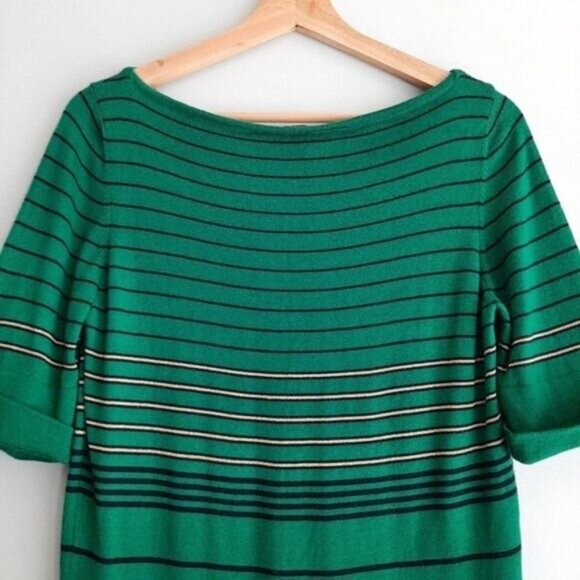 LUISA SPAGNOLI | Wool Blend Fine Knit Stripe Tee Shell Sz M - Picture 9 of 13